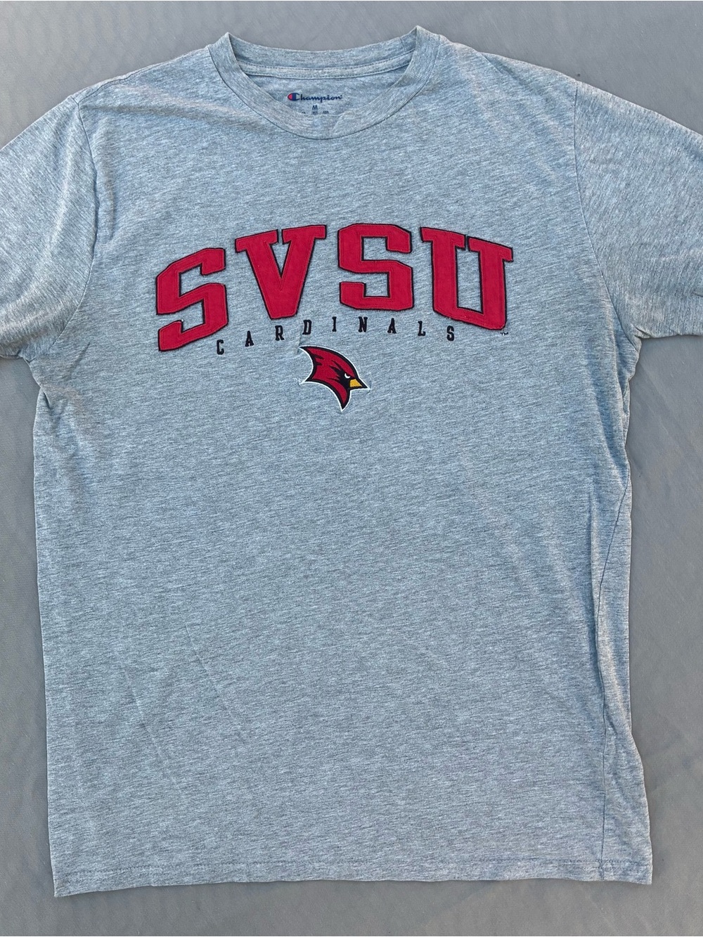 Champion Light Gray SVSU Cardinals Tee with Red Logo